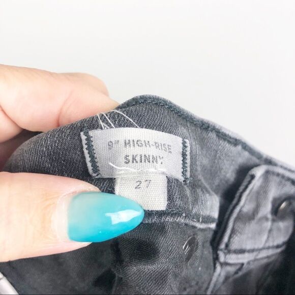 MADEWELL | 9” High Rise Skinny Jeans Black Gray Distressed Denim Women’s Size 27 - Picture 10 of 11